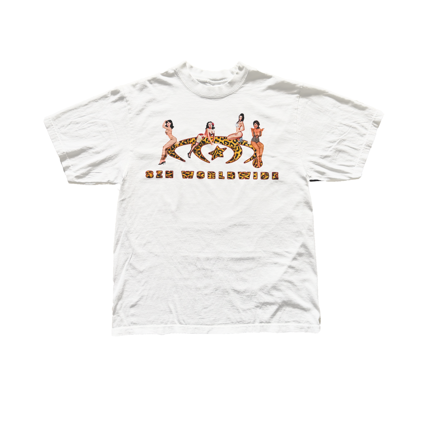 LEOPARD PIN UP TEE (WHITE)